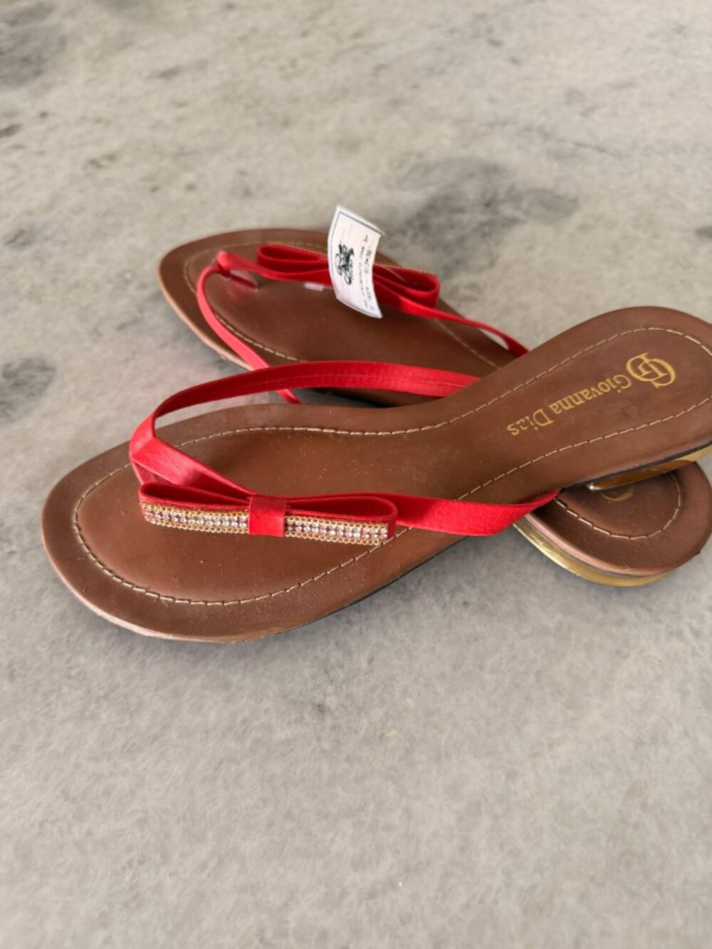Giovanna Dias Brazilian Sandals Red Bow NWT
